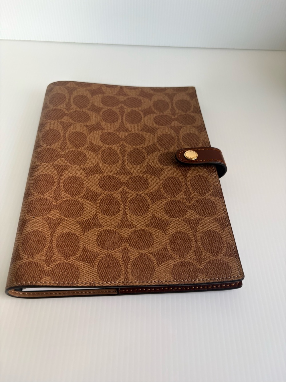 Coach Snap Notebook In Signature Canvas/Smooth leather/ Tan Brown CZ198 NWOT